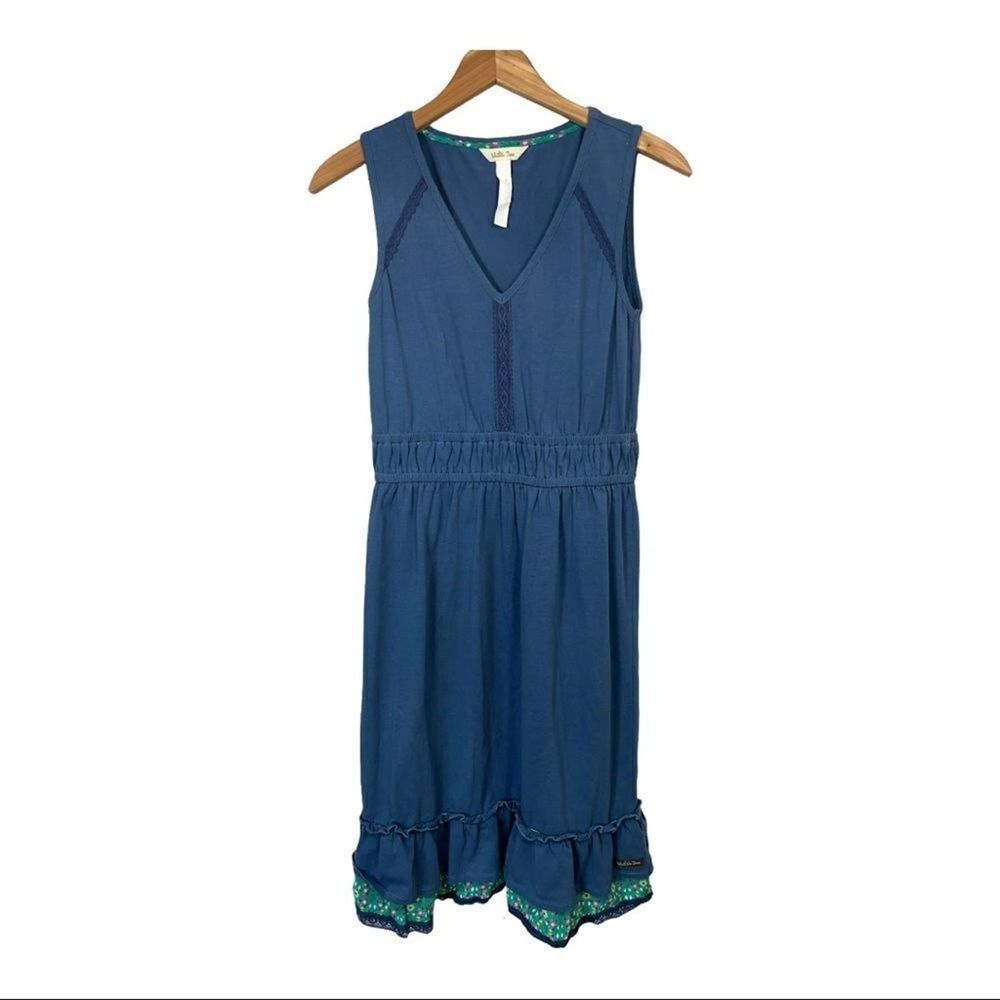MATILDA JANE Women’s Ruffle Trim Cotton Sleeveless Dress Blue Size Extra Small